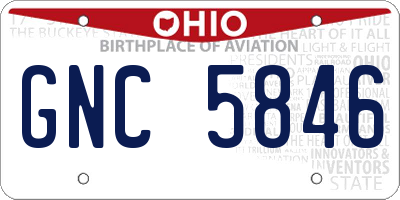 OH license plate GNC5846