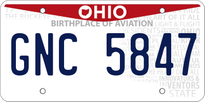 OH license plate GNC5847