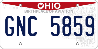OH license plate GNC5859