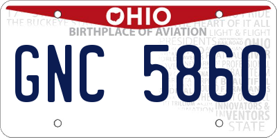 OH license plate GNC5860