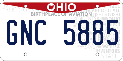 OH license plate GNC5885