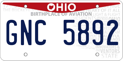 OH license plate GNC5892