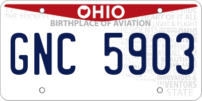 OH license plate GNC5903