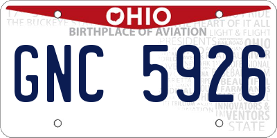 OH license plate GNC5926