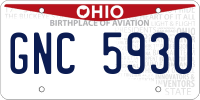OH license plate GNC5930