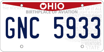 OH license plate GNC5933