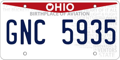OH license plate GNC5935