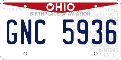 OH license plate GNC5936