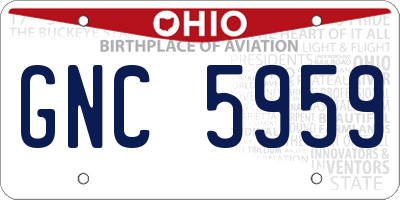 OH license plate GNC5959