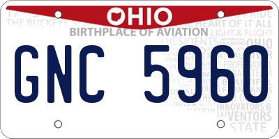 OH license plate GNC5960