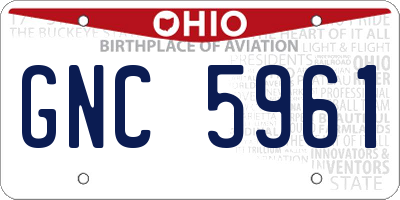 OH license plate GNC5961