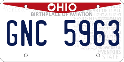 OH license plate GNC5963