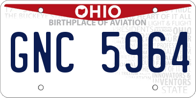 OH license plate GNC5964