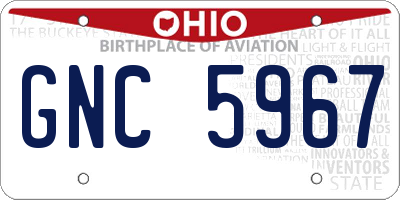 OH license plate GNC5967