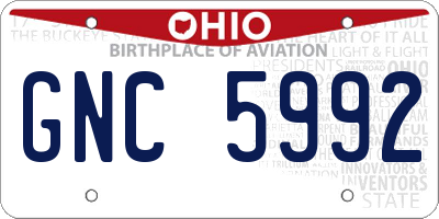 OH license plate GNC5992