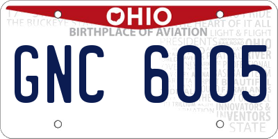 OH license plate GNC6005