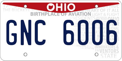 OH license plate GNC6006