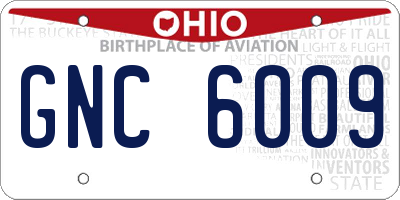 OH license plate GNC6009