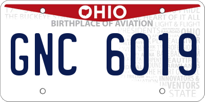 OH license plate GNC6019