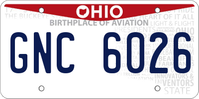 OH license plate GNC6026