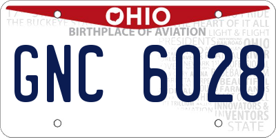 OH license plate GNC6028