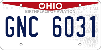 OH license plate GNC6031