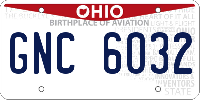 OH license plate GNC6032