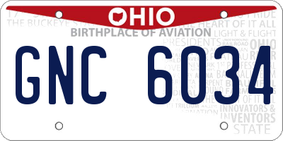 OH license plate GNC6034