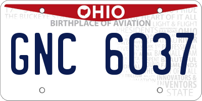 OH license plate GNC6037