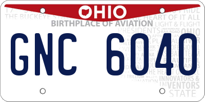 OH license plate GNC6040