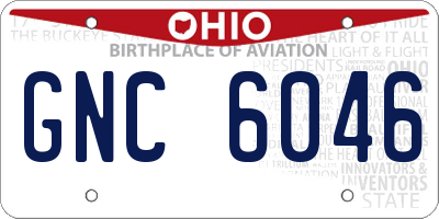 OH license plate GNC6046