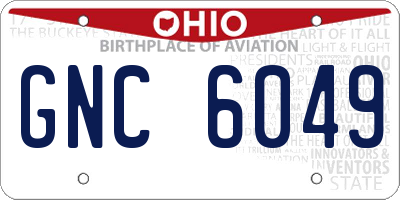 OH license plate GNC6049