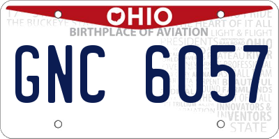 OH license plate GNC6057