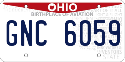 OH license plate GNC6059