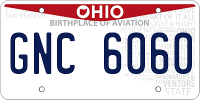 OH license plate GNC6060