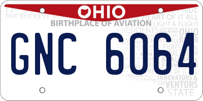 OH license plate GNC6064