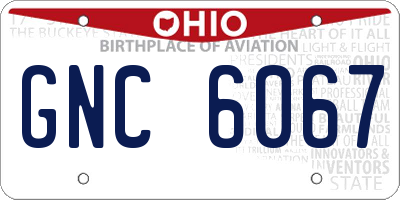 OH license plate GNC6067