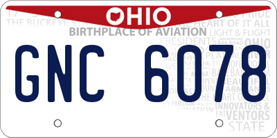 OH license plate GNC6078