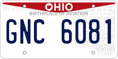 OH license plate GNC6081
