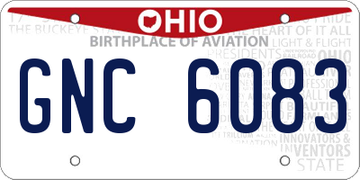 OH license plate GNC6083