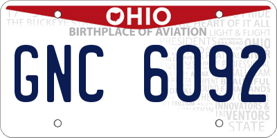 OH license plate GNC6092
