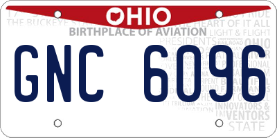 OH license plate GNC6096