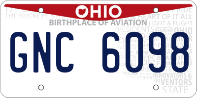 OH license plate GNC6098