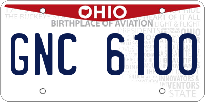 OH license plate GNC6100