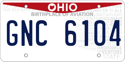 OH license plate GNC6104
