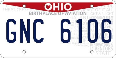 OH license plate GNC6106