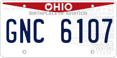 OH license plate GNC6107