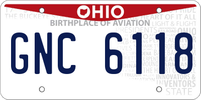 OH license plate GNC6118