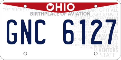 OH license plate GNC6127
