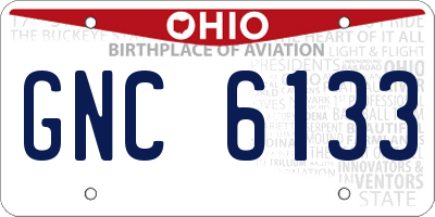 OH license plate GNC6133